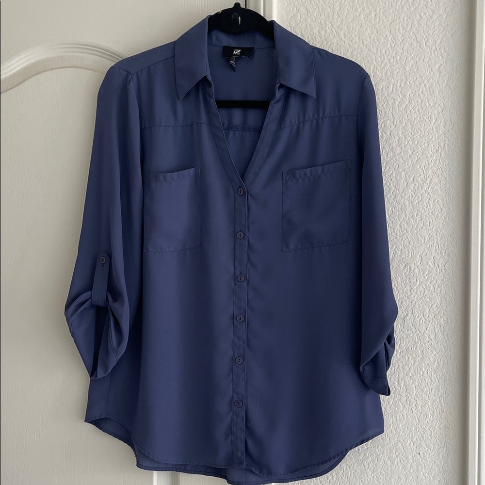 Iz Byer Navy Button-Down Shirt